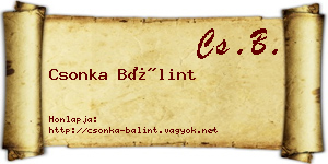Csonka Bálint névjegykártya